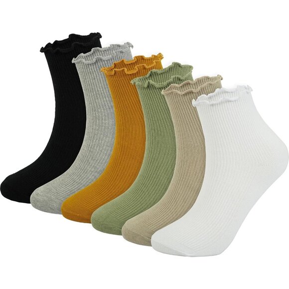 BomKinta Women Ankle Ruffle Socks  Thin Cute Casual Frilly Sock  Soft Low Cut - Picture 1 of 6